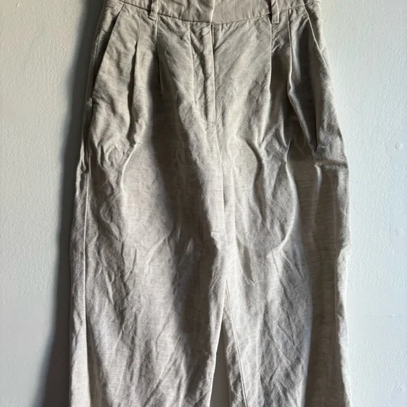 Aritzia Wilfred Sz 4 Effortless Linen Cream Tailored Office Pants - Picture 4 of 13